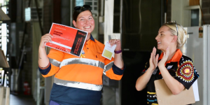Charlotte Holland and Kathleen Duffy are pictured together as Charlotte receives Traffic Controller of the Quarter award