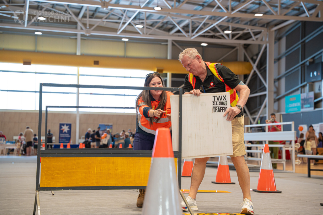 Nikita our Traffic Controller showing how to set up a Multi message sign at the Darwin Safety Expo